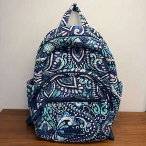 Vera Bradley 13"x11" Expandable Blue Island Medallion Small Backpack Cotton